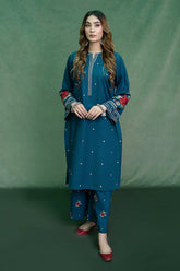 WINTER-2PC DHANAK EMBROIDRED SHIRT WITH AND EMBROIDRED TROUSER-BIC-101