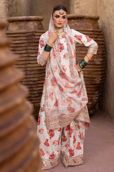 WINTER-3PC SHAMOZE SILK PRINTED EMB SHIRT WITH SOFT SILK PRINTED EMB DUPATTA & EMB TROUSER-1707