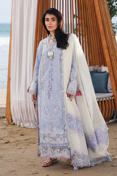 SUMMER-3PC LAWN CHIKANKAARI EMBROIDERED SHIRT WITH KHAADI NET EMBROIDERED DUPATTA AND TROUSER-4791