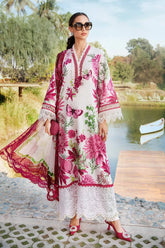 SUMMER-3PC LAWN EMBROIDERED PRINTED SHIRT WITH CHIFFON PRINT DUPATTA AND PRINT TROUSER-2520