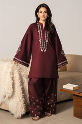 WINTER-2PIECE DHANAK EMBROIDERED SHIRT WITH DHANAK EMB TROUSER-15099