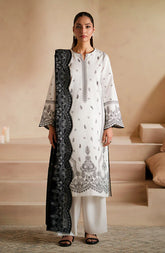 WINTER- 3PC DHANAK EMBROIDERED SHIRT WITH DHA COUTURE WOOL PRINT SHAWL AND TROUSER-3163