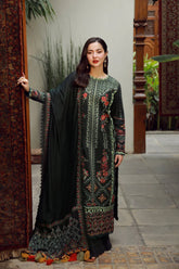 WINTER-3PC DHANAK EMBROIDERED SHIRT WITH DHANAK EMBROIDERED SHAWL AND TROUSER-4410