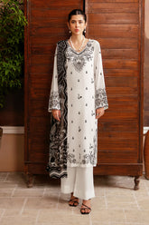 WINTER-3PC DHANAK EMBROIDERED SHIRT WITH COUTURE PRINTED SHAWL & TROUSER-3385