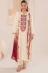 SUMMER-3PC LAWN EMBROIDERED SHIRT WITH CHIFFON TYE&DYE DUPATTA AND TROUSER-4649