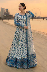 WINTER- 3PC DHANAK EMBROIDERED FROCK WITH KHADDI NET EMBROIDERED DUPATTA AND TROUSER-5069