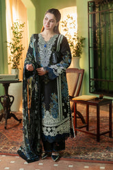 WINTER-3PC DHANAK EMBROIDERED SHIRT WITH COUTRAI PRINTED SHAWL & DHANAK TOUSER-4223
