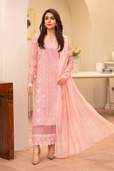 SUMMER-3PC LAWN CHIKENKARI EMBROIDERED SHIRT WITH LAWN TUBE SLUB DUPATTA-