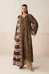 WINTER-3PC KHADDAR PRINTED SHIRT WITH KHADDAR PRINTED DUPATTA AND PRINT TROUSER-2663