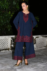 WINTER-2PIECE DHANAK EMBROIDERED SHIRT WITH DHANAK EMB TROUSER-15128