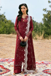 SUMMER-3PC LAWN EMBROIDERED SHIRT WITH KHAADI NET EMBROIDERED DUPATTA AND EMB TROUSER-4695