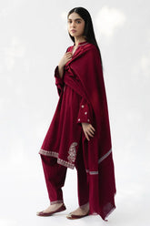 WINTER-3PC DHANAK EMBROIDERED SHIRT WITH DHANAK EMBROIDERED SHAWL AND TROUSER-5021