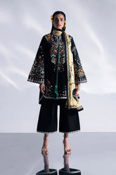 WINTER-3PC DHANAK EMBROIDERED SHIRT WITH COUTRAI PRINTED SHAWL AND TROUSER-5237