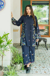 WINTER-2PC DHANAK EMBROIDERED SHIRT WITH DHANAK EMBROIDRED TROUSER-136