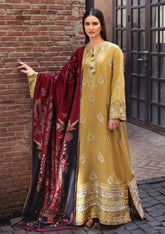 WINTER-3PC DHANAK EMBROIDERED SHIRT WITH WOOL DIGITAL PRINT SHAWL AND TROUSER-5157