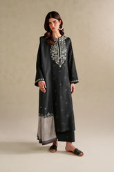 WINTER-3PC DHANAK EMBROIDERED SHIRT WITH WOOL DIGITAL PRINT SHAWL AND TROUSER-5174