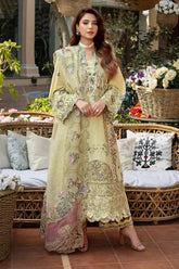WINTER-3PC DHANAK CHIKANKARI EMBROIDERED SHIRT WITH KHAADI NET EMB DUPATTA AND TROUSER-5126