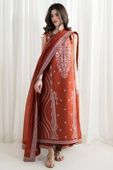 WINTER-3PC DHANAK EMBROIDERED SHIRT WITH DHANAK EMBROIDERED SHAWL AND EMB TROUSER-5089
