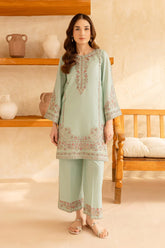 WINTER-2PC DHANAK EMBROIDERED SHIRT WITH EMBROIDERED TROUSER-15026