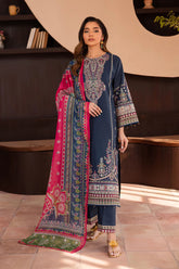 WINTER-3PC DHANAK SEQUINS EMBROIDERED SHIRT WITH WOOL PRINTED SHAWL & DHANAK EMB TOUSER-4179
