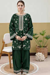 WINTER-2PIECE DHANAK EMBROIDERED SHIRT WITH DHANAK EMB TROUSER-15141