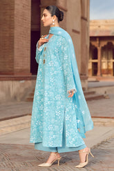 WINTER-3PC DHANAK EMBROIDERED SHIRT WITH CHIFFON EMBROIDERED DUPATTA AND TROUSER-1497