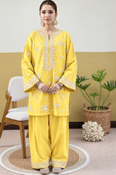 URGE-2PIECE ITTELEIN WOOL EMBROIDERED SHIRT WITH ITTELEIN WOOL EMB TROUSER-WJ-15140