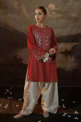 SUMMER-2PC LAWN EMBROIDERED SHIRT WITH LAWN EMBROIDERED TROUSER-81