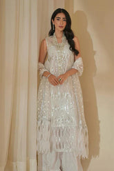 SUMMER-LAJ BY LAJWANTI-ORGANZA HAMNDMADE EMBLISHED EMBROIDERED FRONT SHIRT WITH ORGANZA EMBROIDERED READY TO WEAR DUPATTA-3428