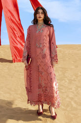 WINTER-3PC DHANAK CHIKAAN EMBROIDERED SHIRT WITH DHANAK EMBROIDERED SHAWL AND TROUSER-5113