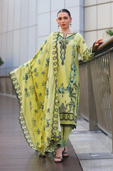 WINTER-3PC KARANDI PRINTED EMBROIDERED SHIRT WITH KARANDI PRINTED EMB SHAWL & PRINTED TROUSER-