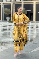 WINTER-3PC KARANDI PRINTED EMBROIDERED SHIRT WITH KARANDI PRINTED EMB SHAWL & PRINTED TROUSER-