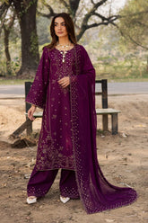 WINTER-3PC DHANAK EMBROIDERED SHIRT WITH DHANAK EMBROIDERED SHAWL AND EMB TROUSER-5068