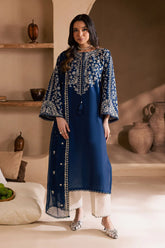 SUMMER-3PC LAWN EMBROIDERED SHIRT WITH CHIFFOON EMBROIDERED DUPATTA AND EMB TROUSER-4621