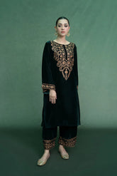 WINTER- 2PC Velvet Heavy Embroidered Shirt With Velvet Heavy Embroidered Trouser -D20