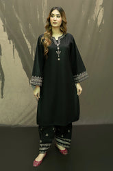 WINTER-2PC DHANAK EMBROIDRED SHIRT WITH AND EMBROIDRED TROUSER-3318