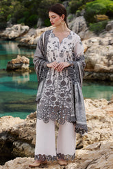 SUMMER-3PC LAWN EMBROIDERED SHIRT WITH CHIFFON PRINT DUPATTA AND EMB TROUSER-3710