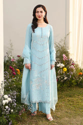 SUMMER- 3PC LAWN EMBROIDERED SHIRT WITH ORGANZA EMBROIDERED DUPATTA AND TROUSER-4807