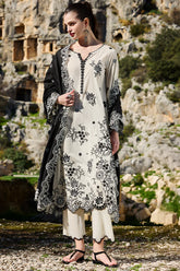 SUMMER-3PC LAWN EMBROIDERED SHIRT WITH KHADDI NET EMBROIDERED DUPATTA AND EMB TROUSER-4546