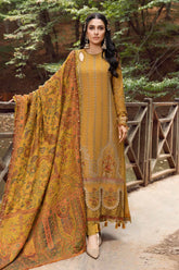 WINTER-3PC DHANAK EMBROIDERED SHIRT WITH WOOL PRINTED SHAWL AND TROUSER-5207