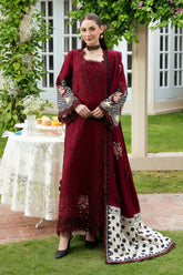 WINTER-3PC KARANDI EMBROIDERED SHIRT WITH KARANDI EMBROIDERED SHAWL AND TROUSER-5303