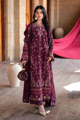 WINTER-3PC DHANAK EMBROIDERED SHIRT WITH DHANAK EMBROIDERED SHAWL AND TROUSER-5046
