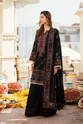 WINTER-3PC DHANAK EMBROIDERED SHIRT WITH CHIFFON EMBROIDERED DUPATTA & TROUSER-4151
