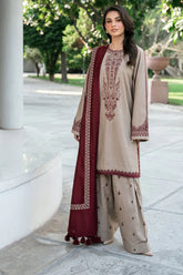 WINTER-3PC KHADDAR EMBROIDERED SHIRT WITH KHADDAR EMBROIDERED SHAWL AND EMB TROUSER-4320
