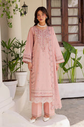 SUMMER-3PC LAWN EMBROIDERED SHIRT WITH KHADDI NET EMBROIDERED DUPATTA AND EMB TROUSER-4743