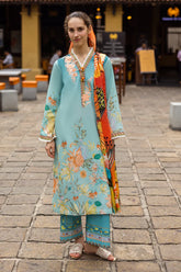 SUMMER-3PC LAWN PRINTED SHIRT WITH CHIFFON PRINT DUPATTA AND PRINT TROUSER-2507