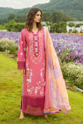 SUMMER-3PC LAWN EMBROIDERED SHIRT WITH CHIFFON PRINT DUPATTA & TROUSER-3743