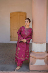 SUMMER-2PC LAWN SEQUIN EMBROIDERED SHIRT WITH EMB TROUSER-03