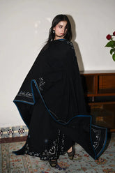 RARE-3PC DHANAK EMBROIDERED SHIRT WITH DHANAK EMBROIDERED SHAWL AND TROUSER-4386