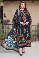 WINTER-3PC DHANAK EMBROIDERED SHIRT WITH COURTRAI PRINTED SHAWL & TROUSER-4316